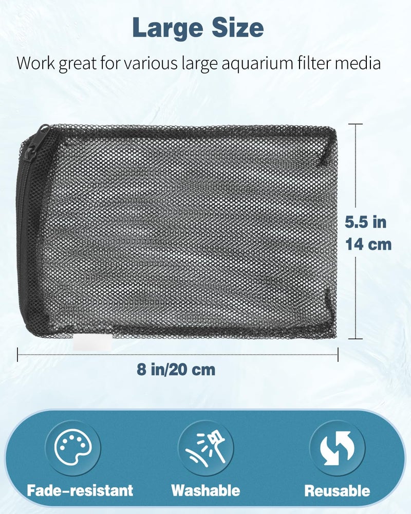 Pawfly 8 Pack Aquarium Filter Media Bags, Fish Tank Fine Mesh Bag with Plastic Zipper Aquarium Mesh Bag for Activated Carbon, Bio Filter Balls, Filter Stones, Ceramic Rings (8" x 5.5") - Image 3