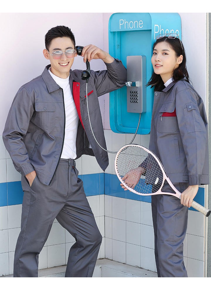 Generic Spring Autumn Long Sleeve Workwear Suit Men Womens Auto Repair Wear-Resistant Factory Workroom Top Reflective Stripe Labor Prot Orange suit  - Image 4