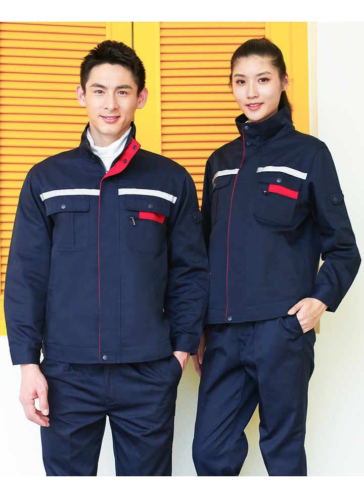 Generic Spring Autumn Long Sleeve Workwear Suit Men Womens Auto Repair Wear-Resistant Factory Workroom Top Reflective Stripe Labor Prot Orange suit  - Image 5