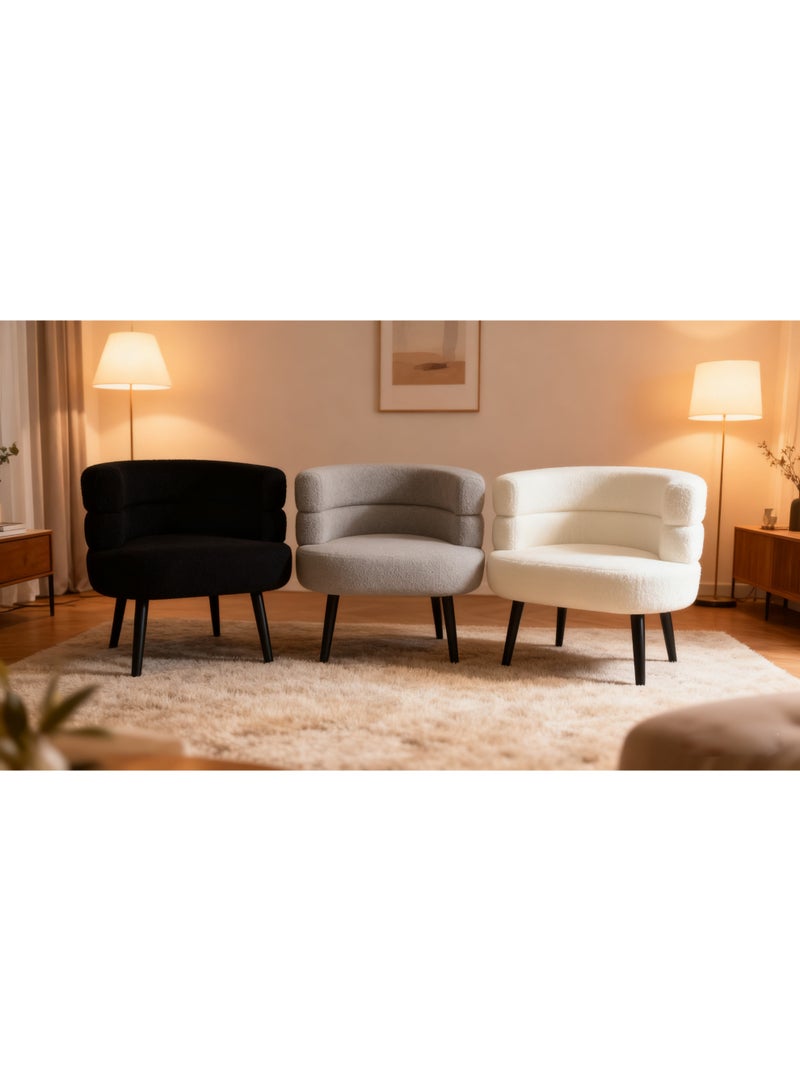 ARSTID Cozy Boucle Accent Chair with Double-Layer Curved Backrest for Living Room & Bedroom - Image 5