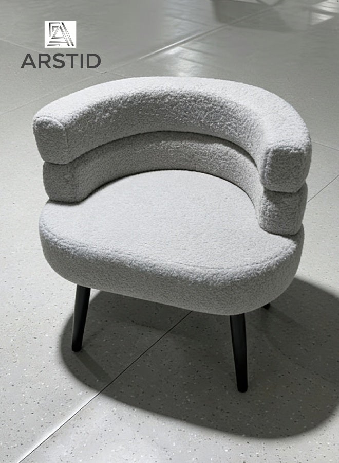 ARSTID Cozy Boucle Accent Chair with Double-Layer Curved Backrest for Living Room & Bedroom - Image 3