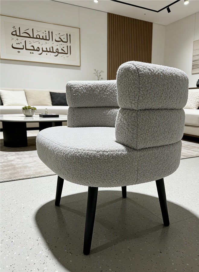 ARSTID Cozy Boucle Accent Chair with Double-Layer Curved Backrest for Living Room & Bedroom - Image 2