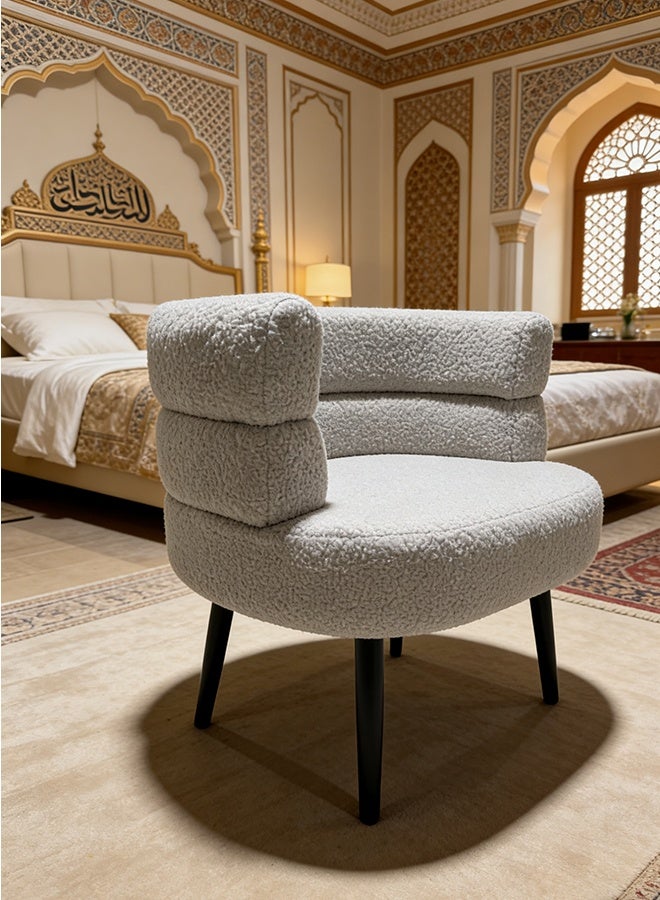 ARSTID Cozy Boucle Accent Chair with Double-Layer Curved Backrest for Living Room & Bedroom - Image 1