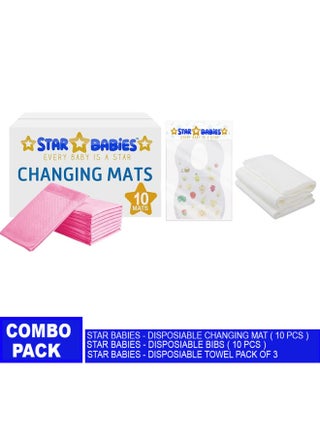 Combo Pack  Pack Changing Mat 10Pcs Bibs 10Pcs Disposable Towel 3Pcs Pink - pzsku/Z523190138821B22DE498Z/45/_/1695718051/296bac83-a3e6-4eb8-bfb4-a0d41b246459