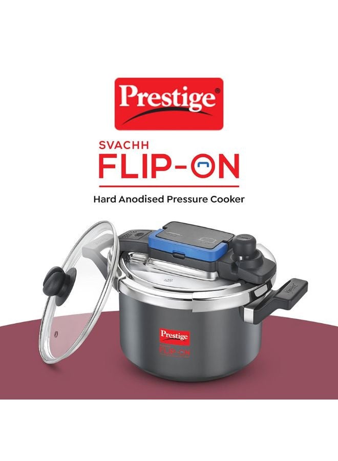 Prestige 22cm Prestige Svachh Flip-on Hard Anodised Spillage Control Outer Lid Pressure Cooker with Glass Lid, 5 Litre (Black) BLACK - Image 5