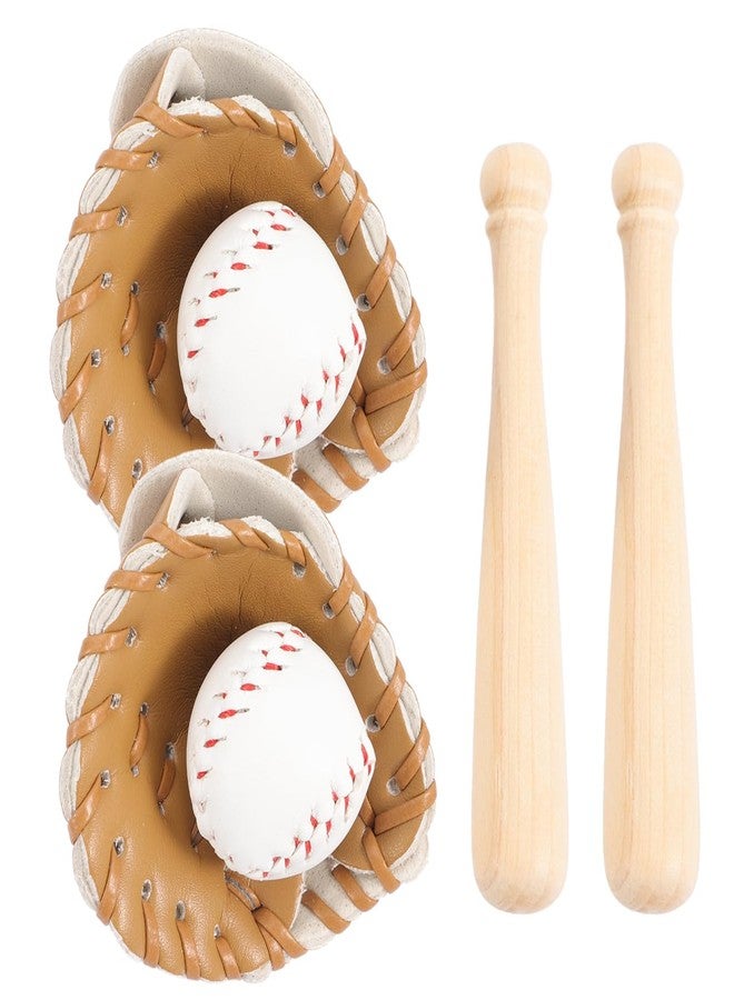 Garneck 2 Sets Miniature Baseball Bat and Glove Kit: Dollhouse Sports Decorations Accessories Simulation Tiny Baseball Cake Topper - Kids Birthday Party Favors Photography Props - Image 1