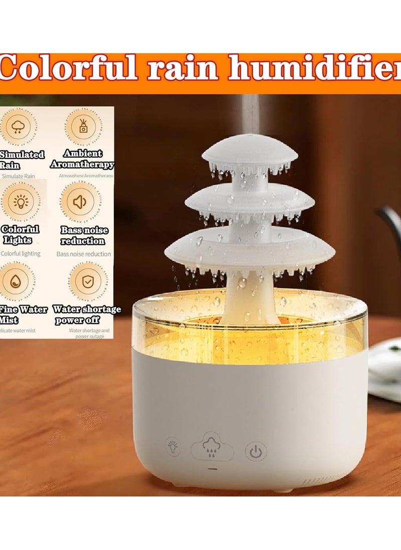Rain Cloud Humidifier,7 Color Changing Mushroom Rain Humidifier,Simulated Cloud and Rain Diffuser For Office, Bedroom Home Quiet Air Purification Humidifier USB