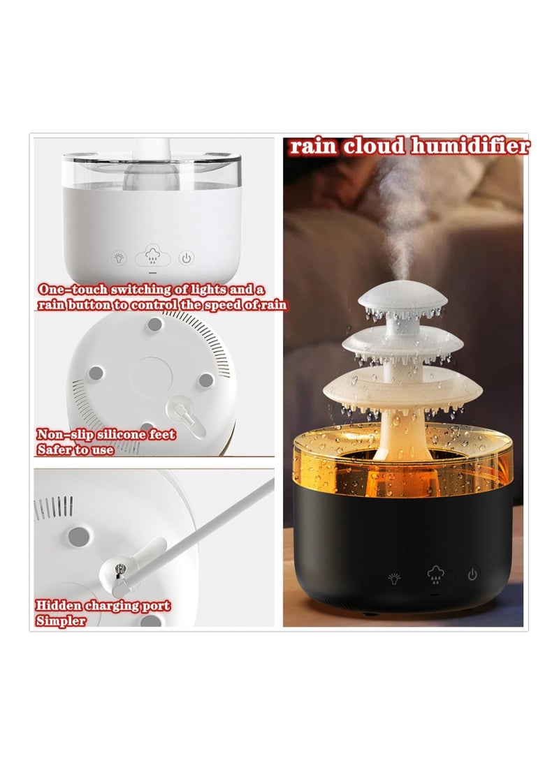Rain Cloud Humidifier,7 Color Changing Mushroom Rain Humidifier,Simulated Cloud and Rain Diffuser For Office, Bedroom Home Quiet Air Purification Humidifier USB