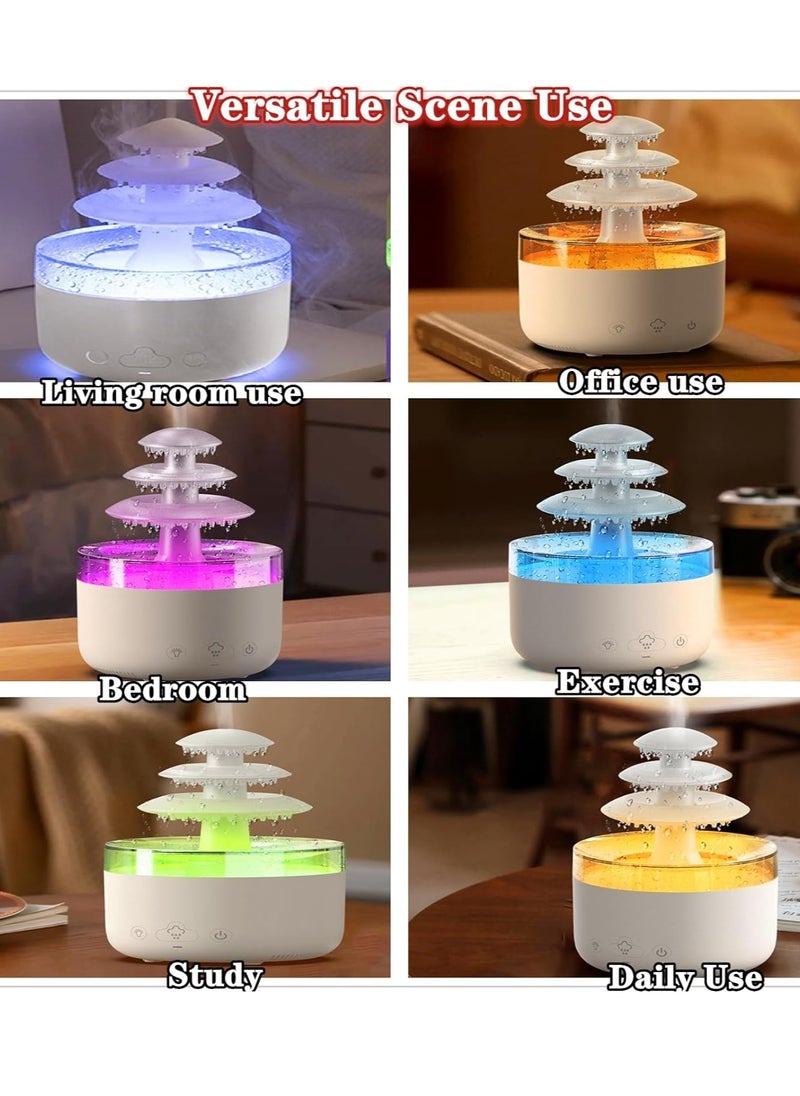Rain Cloud Humidifier,7 Color Changing Mushroom Rain Humidifier,Simulated Cloud and Rain Diffuser For Office, Bedroom Home Quiet Air Purification Humidifier USB