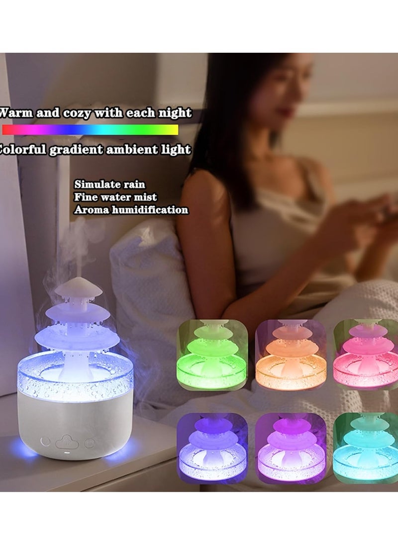 Rain Cloud Humidifier,7 Color Changing Mushroom Rain Humidifier,Simulated Cloud and Rain Diffuser For Office, Bedroom Home Quiet Air Purification Humidifier USB