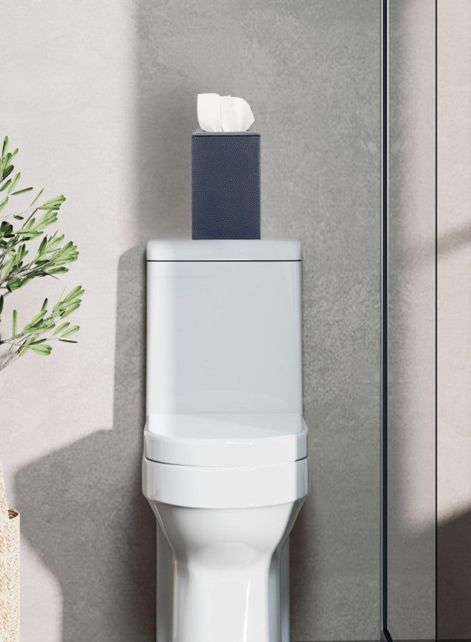 Sumnacon Tissue Box Cover Square Tissue Box Stylish PU Tissue Box Holder with Magnetic Bottom,Leather Cube Tissue Cover for Living Room Bathroom Bedroom Table Desk Home Office Car, Navy Blue - Image 3