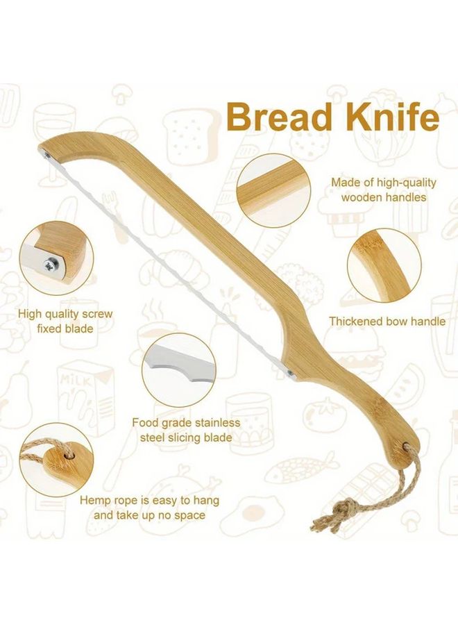 Serrated Stainless Steel Bread Knife With Natural Wood Handle For Sourdough Bagels - Image 3