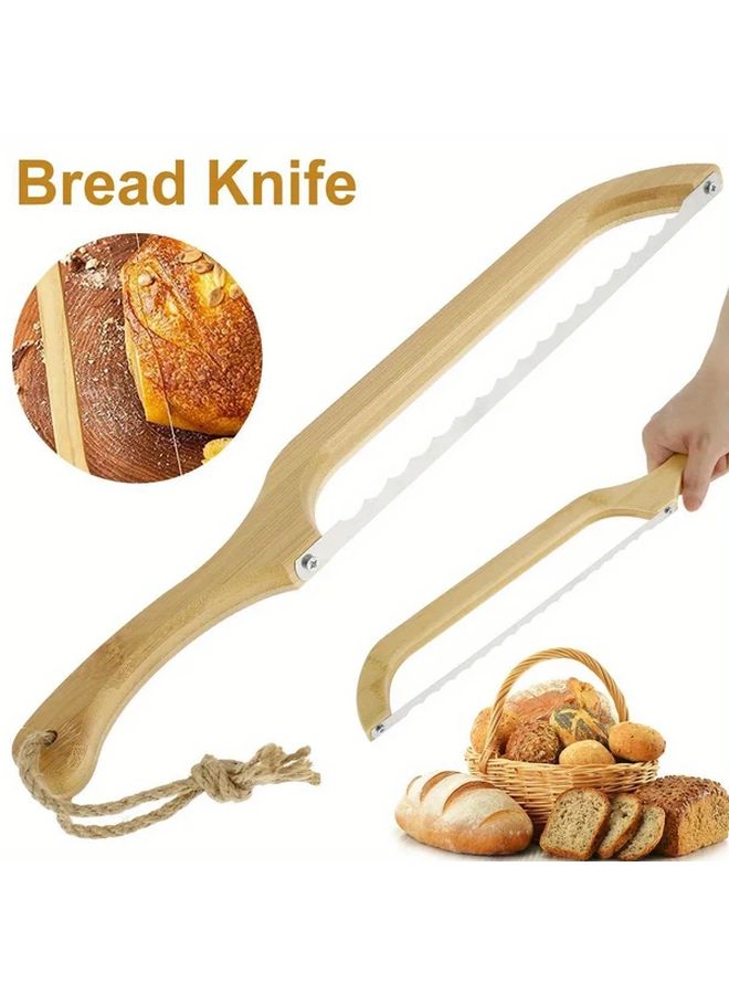 Serrated Stainless Steel Bread Knife With Natural Wood Handle For Sourdough Bagels - Image 5