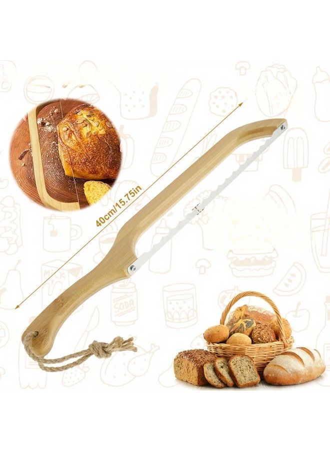 Serrated Stainless Steel Bread Knife With Natural Wood Handle For Sourdough Bagels - Image 4
