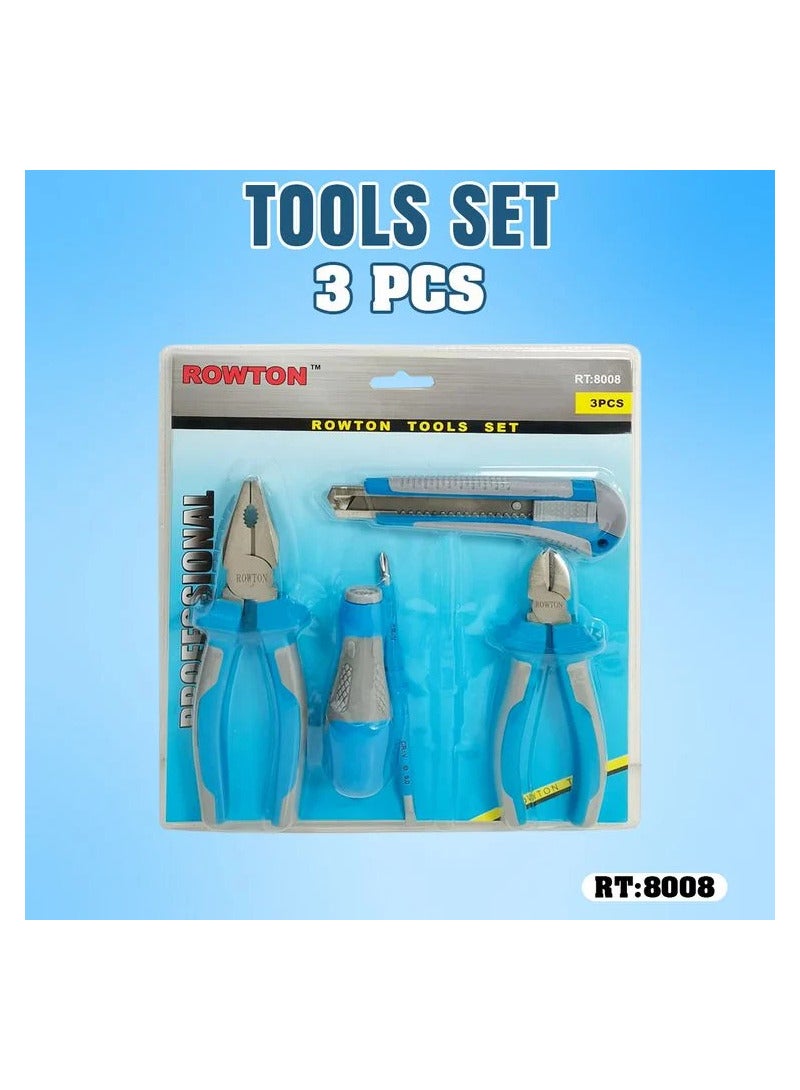 Rowton Tools Set 3 Pieces Plier And Two Way Screwdriver And Sheet Metal Cutter  RT8008  - Image 1