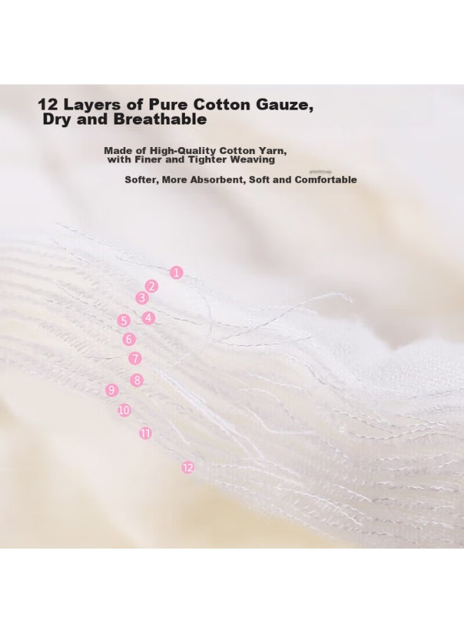 9i9 Baby Diapers, Pure Cotton Washable Gauze, High-density Thickened Diapers, 6-pack, Newborn, 12-layer Gauze, 100 - Image 2
