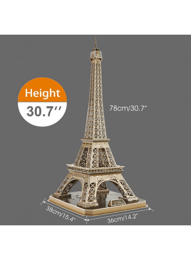 CubicFun 3D Puzzle for Adults Eiffel Tower with Shining LED Lights, Romantic Paris Architecture Model Building Kits Decor, Gift for Women Men, 84 Pieces - Image 5