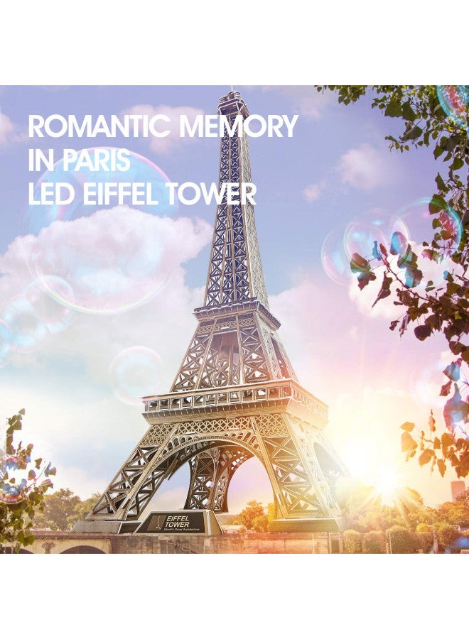 CubicFun 3D Puzzle for Adults Eiffel Tower with Shining LED Lights, Romantic Paris Architecture Model Building Kits Decor, Gift for Women Men, 84 Pieces - Image 2