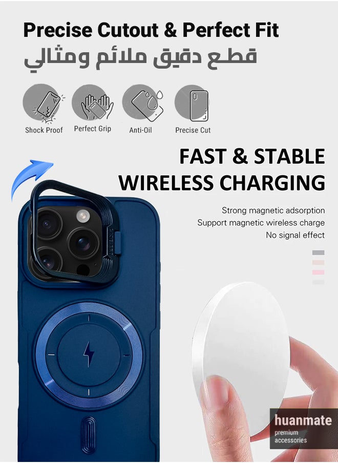 huanmate Apple iPhone 16 Pro MagSafe Case Dark Blue- High Quality Strong Magnet, Wireless Charging Compatible, Shockproof Protection, Ultra Slim Anti-Scratch Magnetic Cover for Apple iPhone 16 Pro  - Image 2