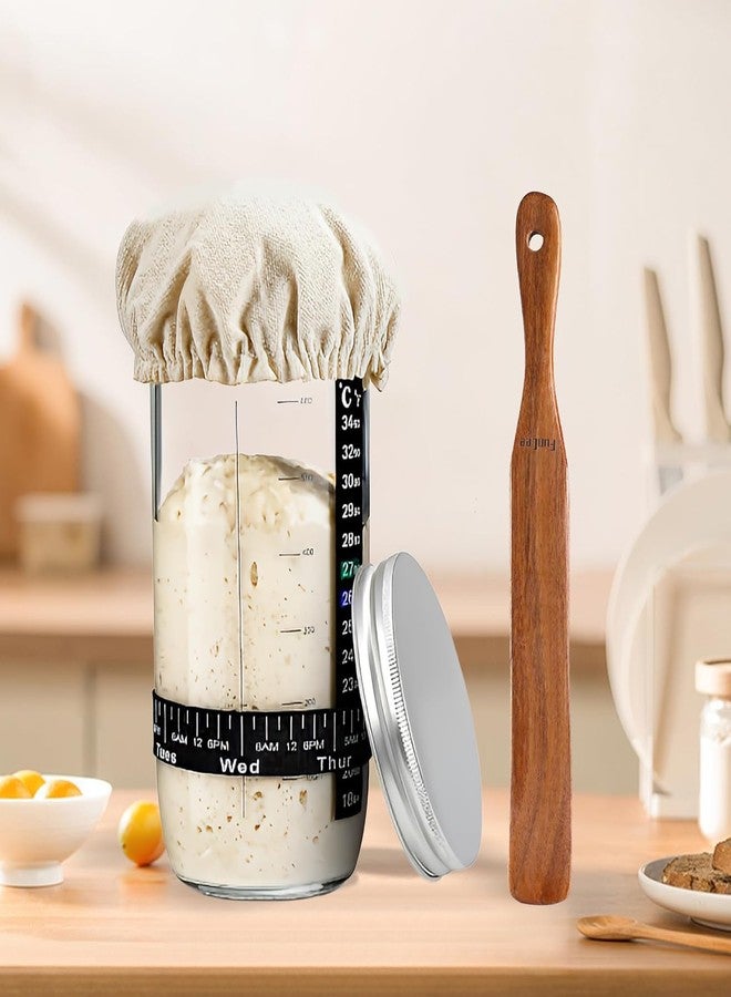 FunCee 2 Pack Wooden Spurtle for Sourdough Starter, Mixing, Reaching Bottom of Jar, Dough Whisk, Long Handle Jar Spatula, Spurtles Kitchen Tools Teak Wood Kitchen Utensils kit for Baking, Cooking - Image 4