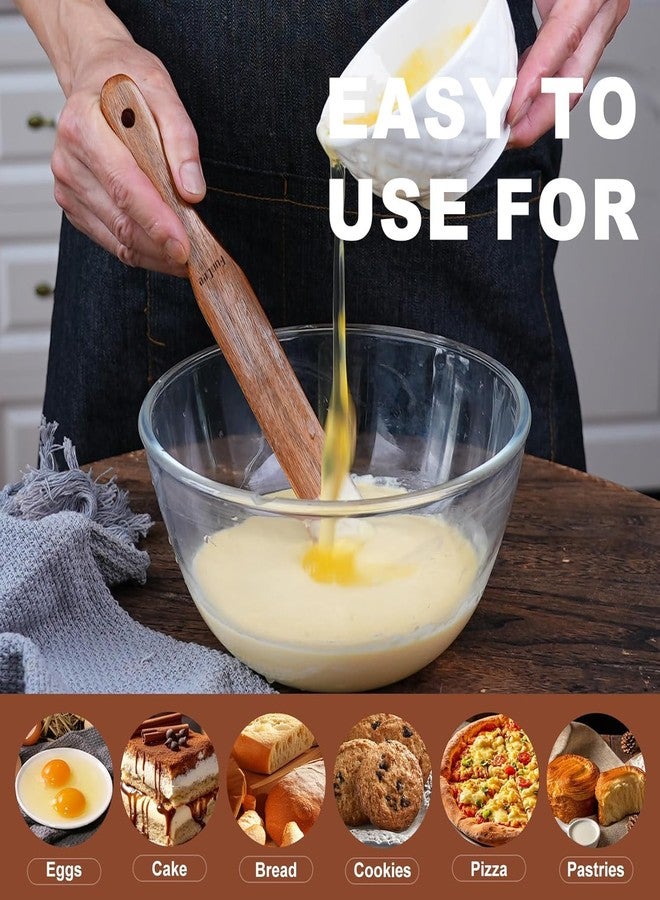 FunCee 2 Pack Wooden Spurtle for Sourdough Starter, Mixing, Reaching Bottom of Jar, Dough Whisk, Long Handle Jar Spatula, Spurtles Kitchen Tools Teak Wood Kitchen Utensils kit for Baking, Cooking - Image 2