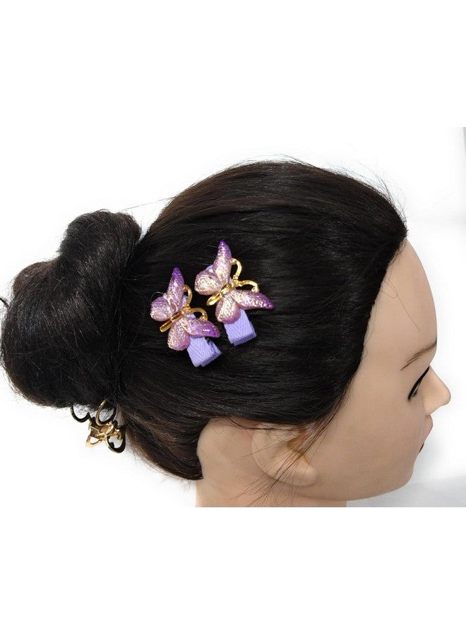 ARYANSH SHOPPE 3D Shining Butterfly Hairs Clips,Hair Claw Clips,Acrylic Resin Alligator Hair Clip For Women Hair Accessories (Assorted Color) (Pack of Pair 4) - Image 4