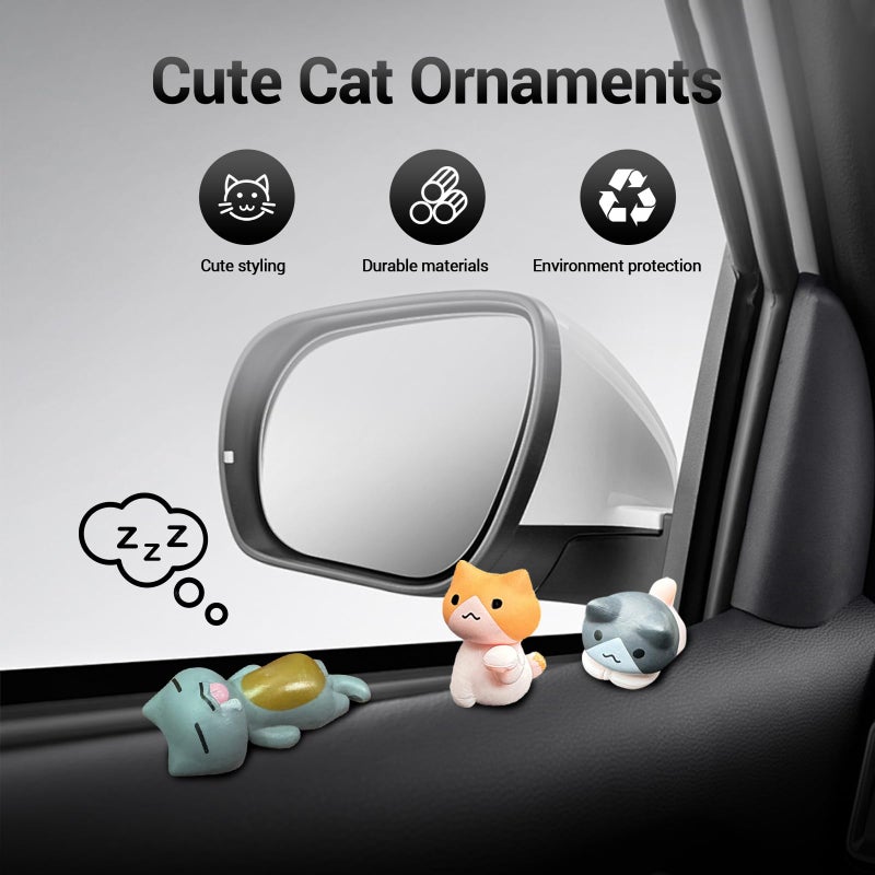 TSTESE Car Cute Cat Decor Rearview Mirror Ornaments Decorations Dashboard Truck Interior Ornament Decorate Funny Pussy Figure EV Decorative Gifts RV Decors Universal Accessories Cartoon Animals (6 Pcs) - Image 2