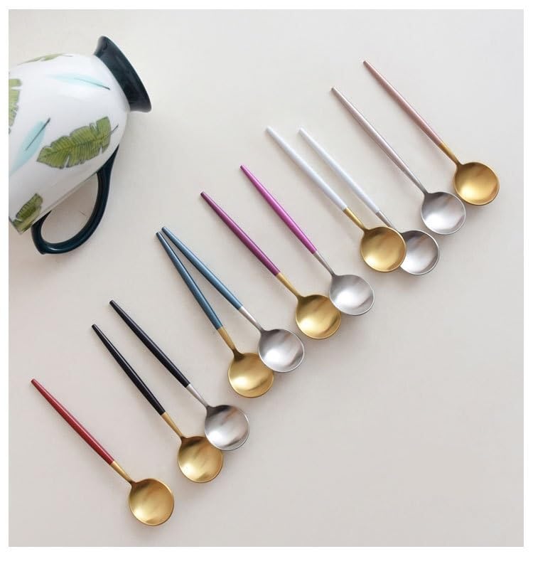 Rose Gold 8 Pieces 304 Stainless Steel Coffee Spoon Dessert Stirring Spoon Set - Image 5