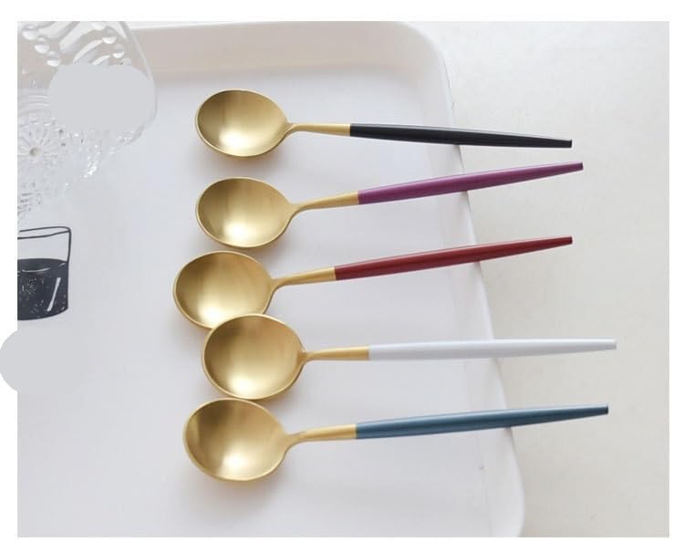 Rose Gold 8 Pieces 304 Stainless Steel Coffee Spoon Dessert Stirring Spoon Set - Image 4