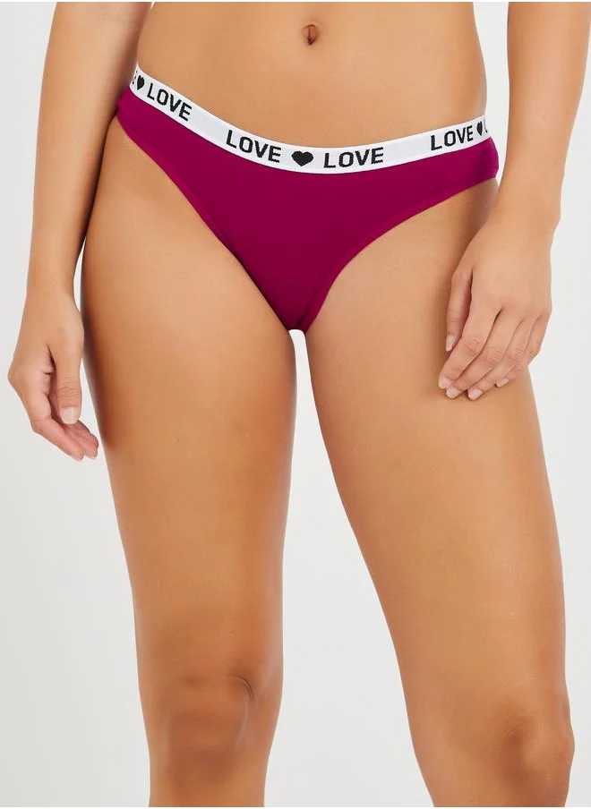 ستايلي Styli Pack of 3 - Solid Bikini Briefs with Jacquard Text Waistband