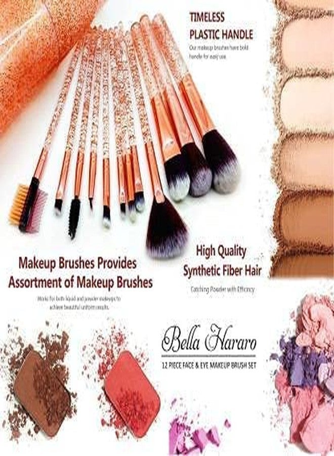 M.S TRADERS Makeup Brush Set With Storage Barrel | Nylon Bristle Makeup Brush Set With Pouch Pack of 12 (Shiny Cooper) - Image 3