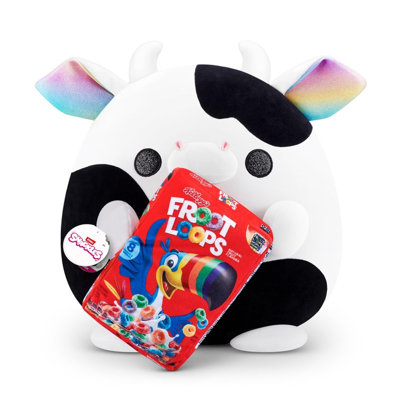 Snackles (Froot Loops) Cow Super Sized 14 inch Plush by ZURU, Ultra Soft Plush, Collectible Plush with Real Licensed Brands, Stuffed Animal - Image 1