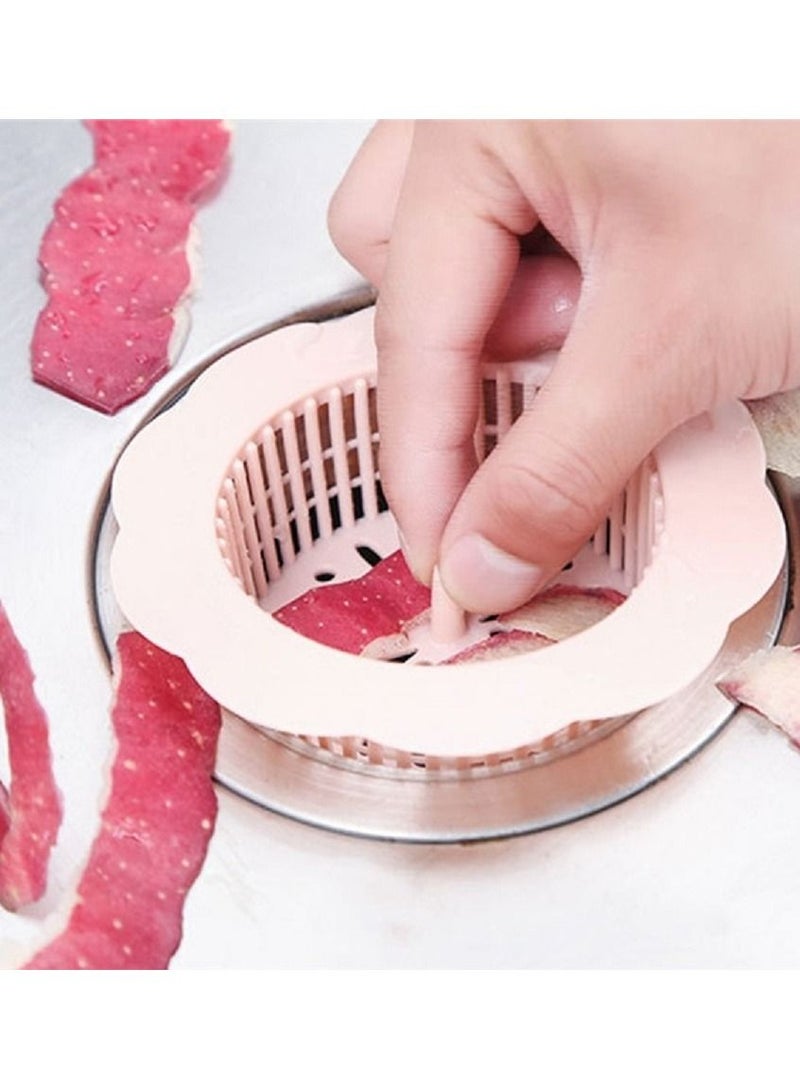 MARGOUN Sink Strainer Flower Shape Anti Clogging Filter Drainer Basket Cover Waste Hair Stopper for Kitchen Bathroom Pink  - Image 2