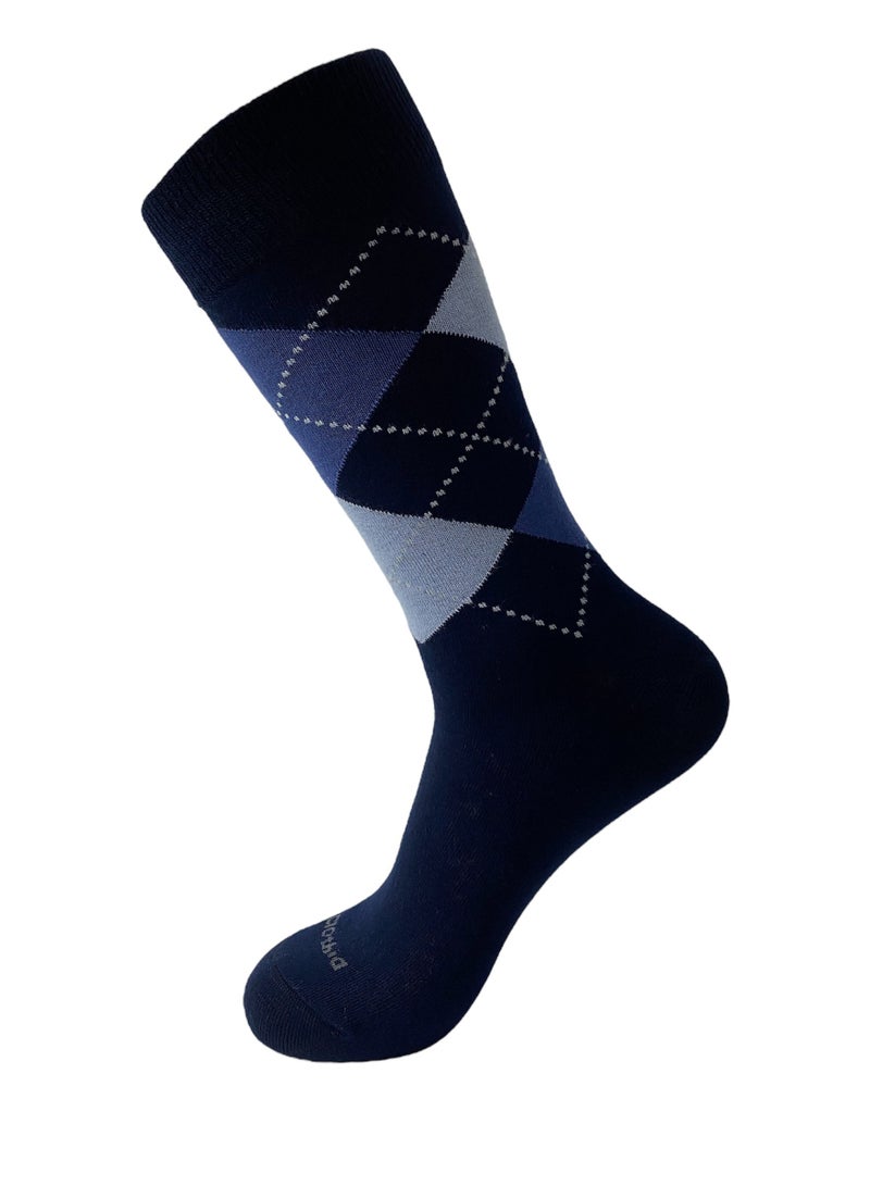 Clothia Classic Men Long Socks Scoth Navy 1 Pair