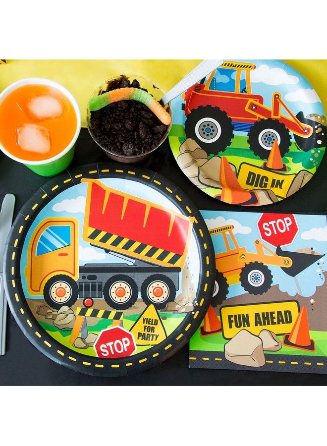 Unique Construction Party Round Dinner Paper Plates 9 Multicolor - Image 4