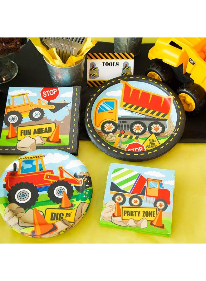 Unique Construction Party Round Dinner Paper Plates 9 Multicolor - Image 3