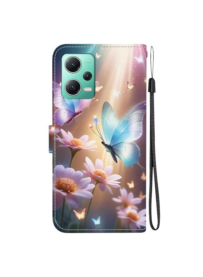 اس-توب جراب لهاتف Redmi Note 12 5G / Poco X5 جراب هاتف جلدي برسومات ملونة وملمس كريستالي - Image 3