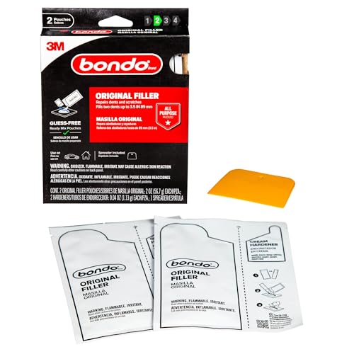 Bondo Original Filler Ready Mix Pouches Repairs Dents and Scratches Fills 2 Dents Up to 35 2 x 2 oz Original Filler Pouches 2 x 004 oz Hardeners Spreader Included OR2PKES - Image 1