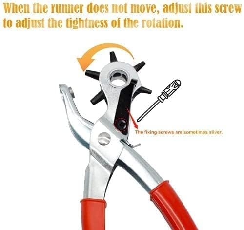 Limbjal Limbjal Multipurpose revolving leather belt hole Punch Plier 6 size Hole Punch Hand Tool for beltwatchbanddog collarsFabricLeather Craft BeltWatch BandsBags  - Image 3