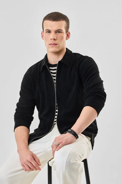 سنيتش Black Zipper Jacket