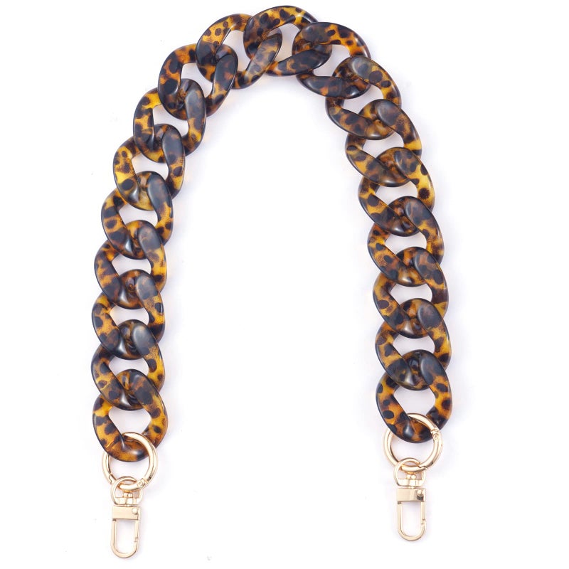 AUMEY Handbag Chain Straps Acrylic Purse Chain Strap Fashionable Replacement Purse Clutches Handles for Purse Handbags DIY Crafts, 19 inch of Each (MSL02- Leopard print) - Image 2