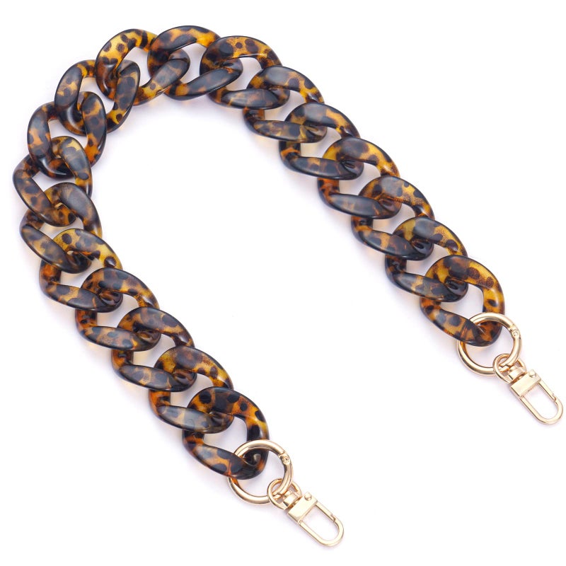 AUMEY Handbag Chain Straps Acrylic Purse Chain Strap Fashionable Replacement Purse Clutches Handles for Purse Handbags DIY Crafts, 19 inch of Each (MSL02- Leopard print) - Image 1