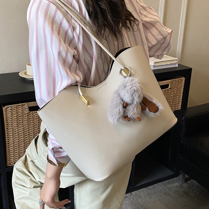 Large Capacity Tote Bag for Women 2026 Spring Summer Commute Minimalist Casual Hand & Shoulder Bag - Image 2