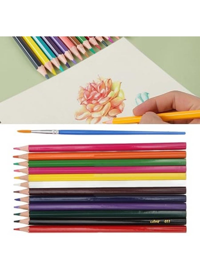 12 Colors Watercolor Pencils Set with Brush, Drawing Pencils in Tube - Image 3