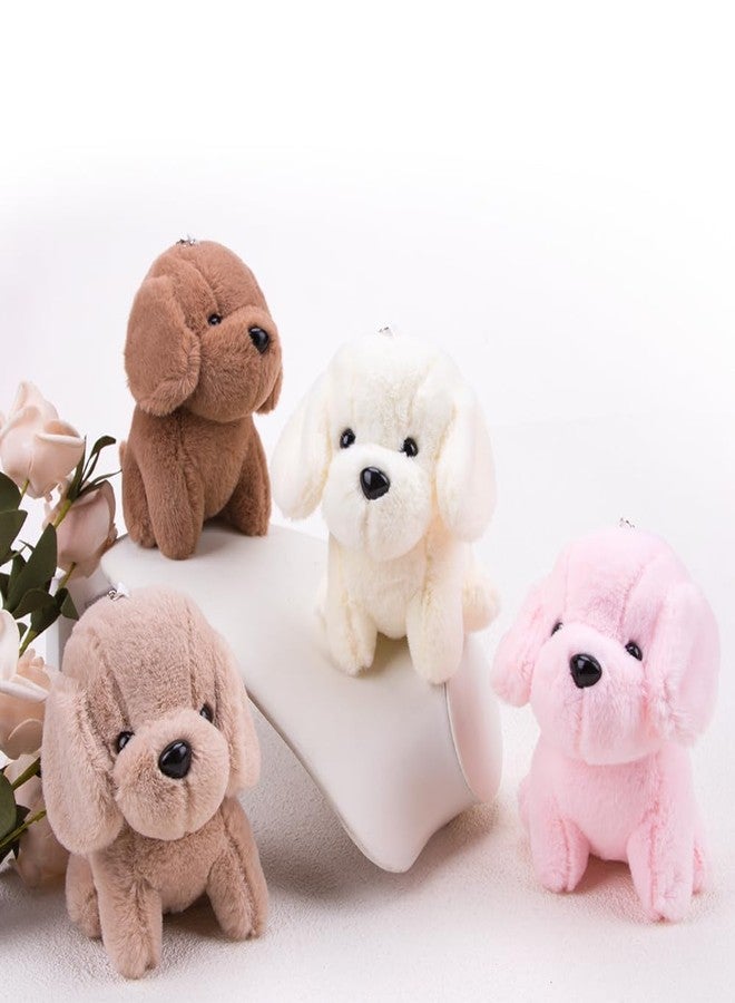 Comidox 2Pcs Kawaii Plush Keychain Soft Dog Pendant KeyChain for Wallets Backpacks Cartoon Animal Stuffed Key Ring (Pink+Beige) - Image 5