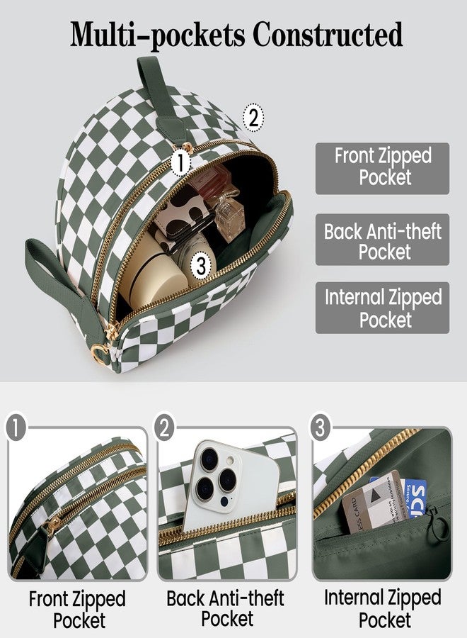 kuifang Checkered Crossbody Bags Bum Bag for Women Large Sling Bag Purse with Adjustable Strap, Bean Green Checkered, Large - Image 3