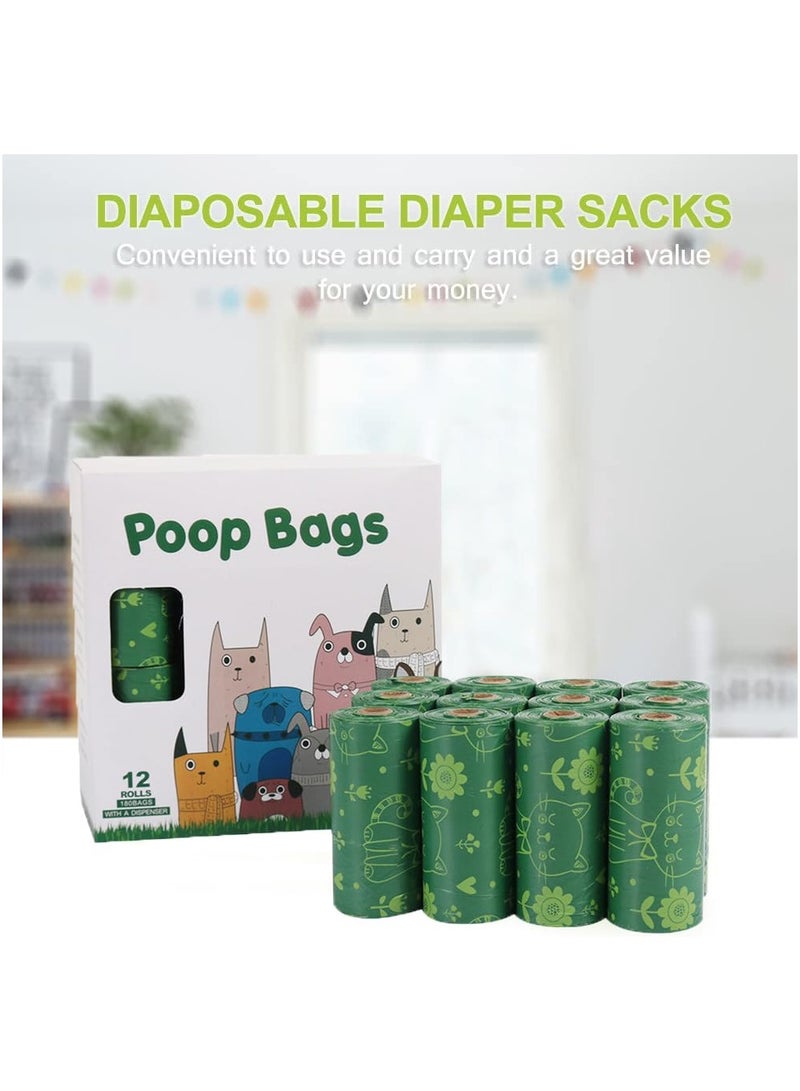 Mr. Penda 180PCS Diaper Bag Refills, Biodegradable baby diaper bag, Complimentary trash bag dispenser, Lemon Scented Diaper Bags Disposable for Nappies, Rubbish (Green)  - Image 2