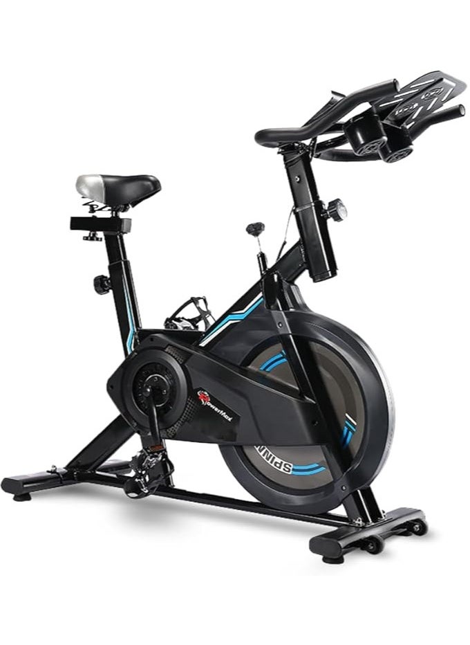 PowerMax Fitness PowerMax Fitness Bs-150 Spin Exercise Bike For Home Use [10Kg Flywheel,Max User Weight 110Kg,Lcd Display,Belt Drive,3Pc Crank,Anti-Slip Pedal&Adjustable Seat] 1 Year Manufacturer Warranty,Black  - Image 1