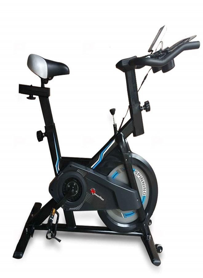 PowerMax Fitness Fitness Bs-150 Spin Exercise Bike For Home Use [10Kg Flywheel, Max User Weight 110Kg, Lcd Display, Belt Drive, 3Pc Crank, Anti-Slip Pedal And Adjustable Seat] 1 Year Manufacturer Warranty  - Image 1