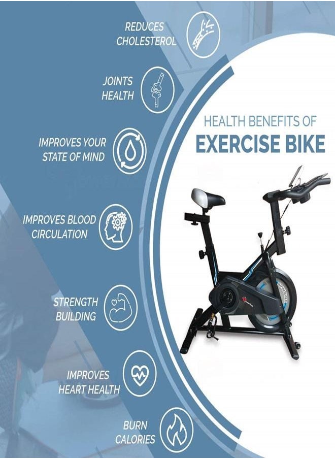 PowerMax Fitness Fitness Bs-150 Spin Exercise Bike For Home Use [10Kg Flywheel, Max User Weight 110Kg, Lcd Display, Belt Drive, 3Pc Crank, Anti-Slip Pedal And Adjustable Seat] 1 Year Manufacturer Warranty  - Image 5